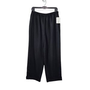 Amy K Su Vintage Women's 100% Tencel Straight Leg Trousers Black- L